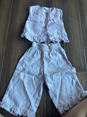 Zara Light Pink Ruffle Wide-Leg Girls' Shorts